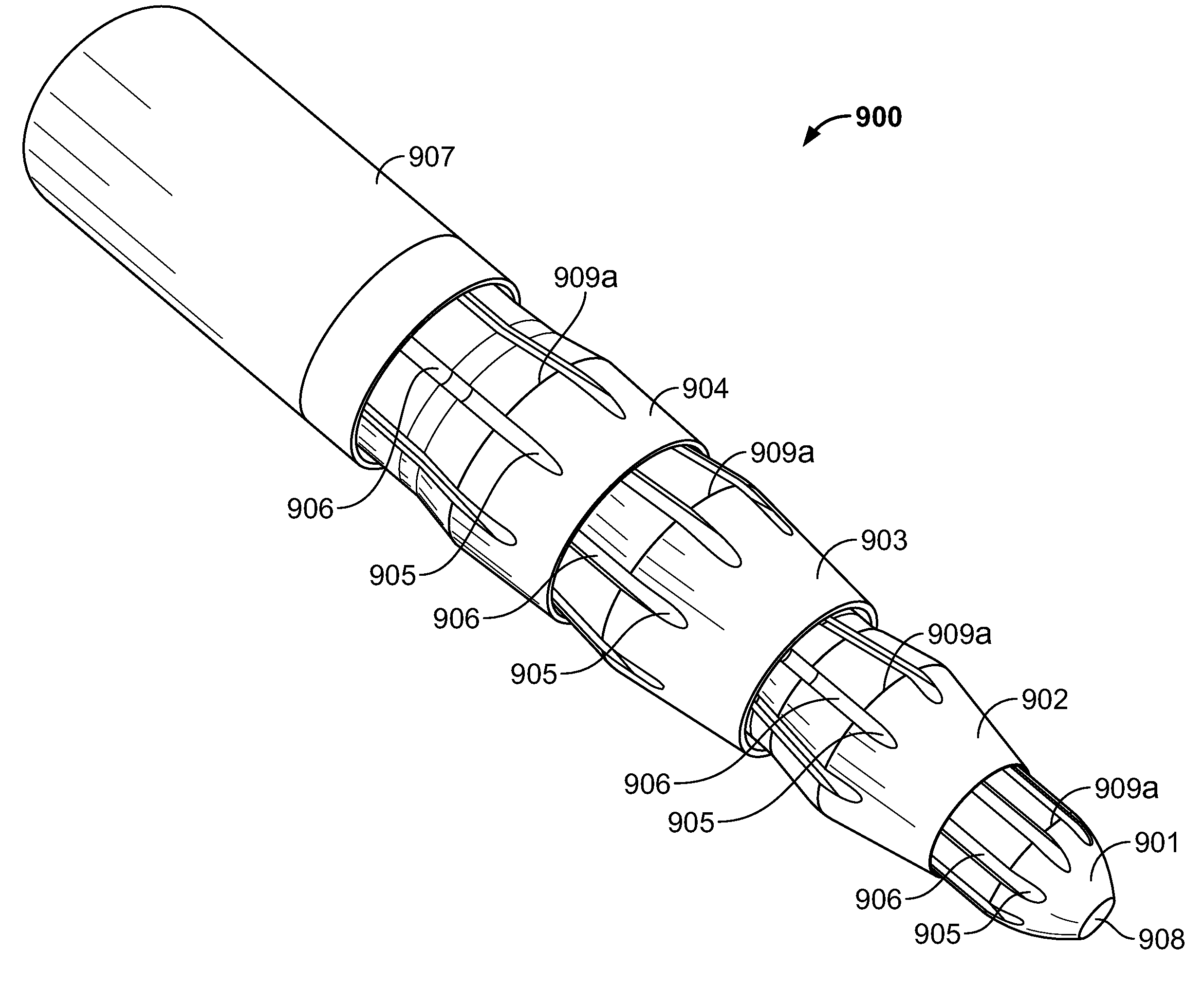 Electroporation device with improved tip and electrode support