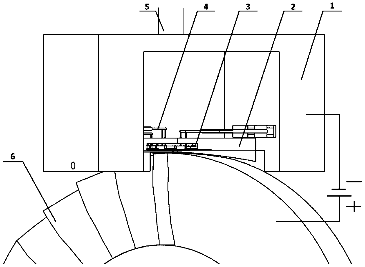 An inner cavity variable tool cathode for electrolytic machining of large twisted blade integral blisks