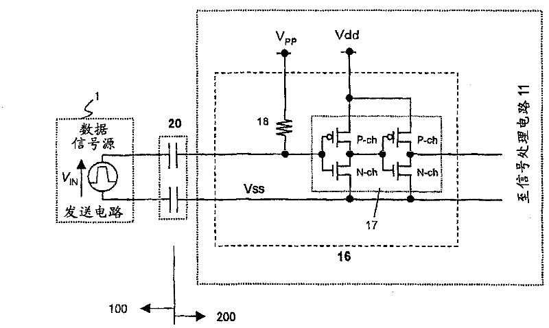 Capacitive coupling-type transmitting and receiving circuits for information signal