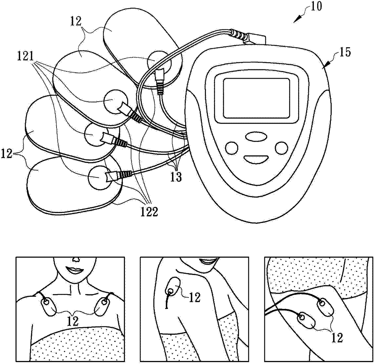 Device for performing therapeutic massage on head, neck and shoulders
