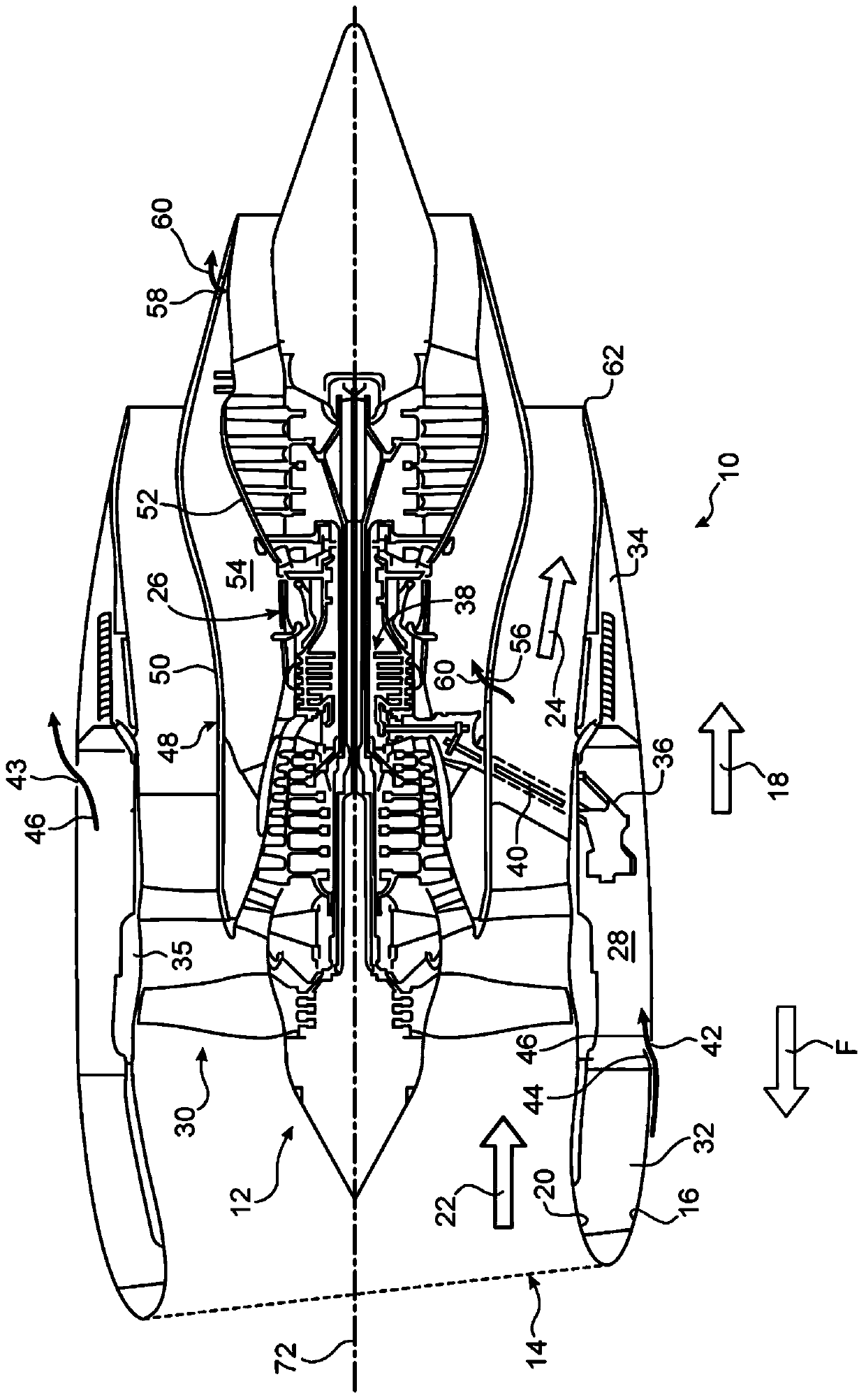 Propulsion assembly, aircraft including propulsion assembly and ventilation method thereof