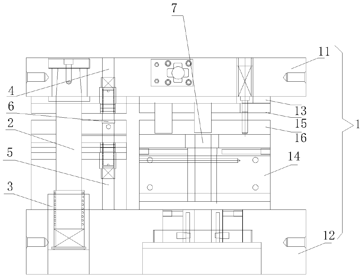 Stamping die and in-die automatic adhering and laminating method