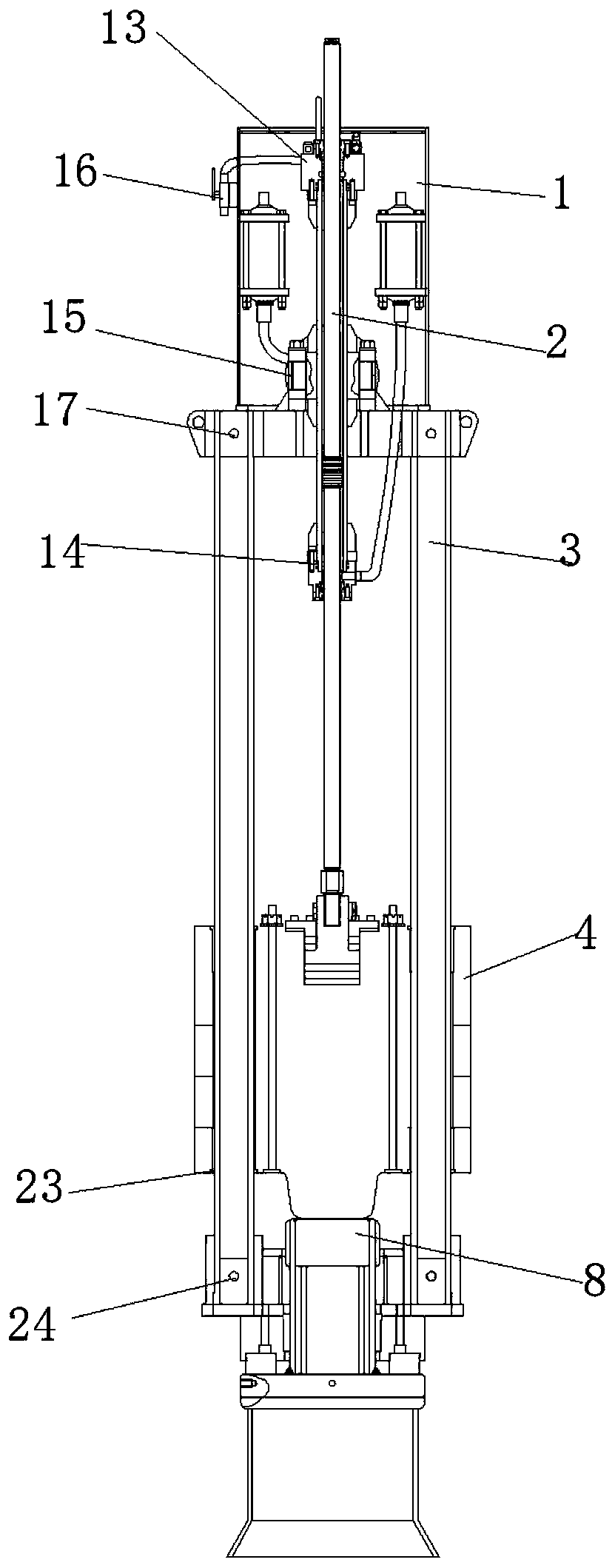 Double-rod superposition type hydraulic pile hammer