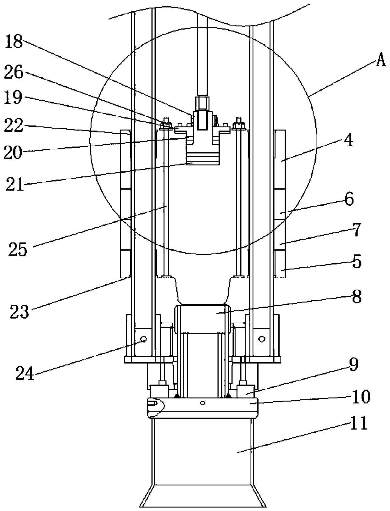 Double-rod superposition type hydraulic pile hammer