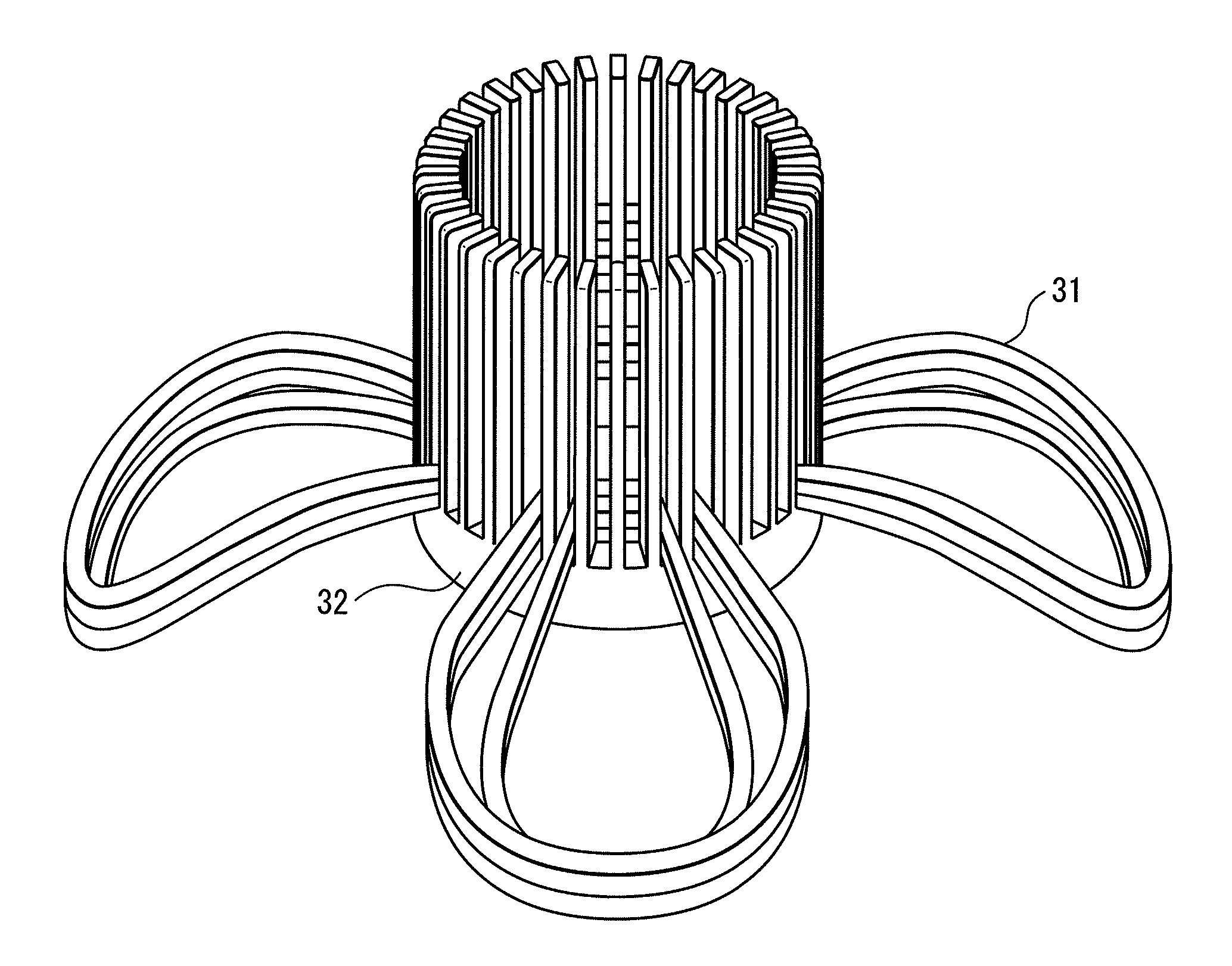 Motor having figure 8-shaped linked coils and method for manufacturing the same