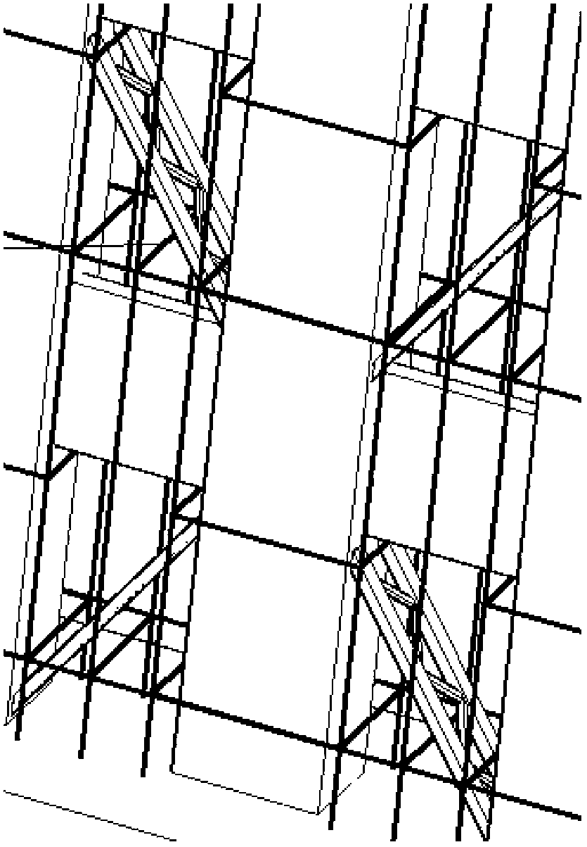 Steel tube reinforced concrete composite column-steel beam-lattice steel support shear wall and manufacturing method