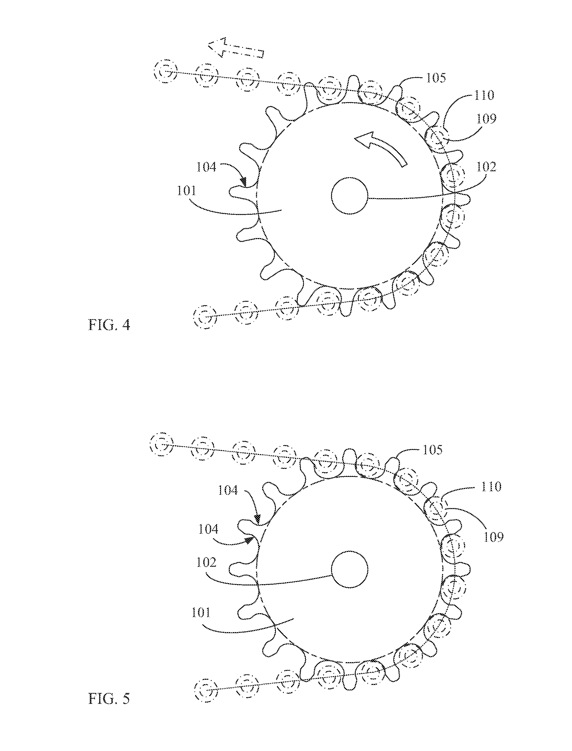 Anti-Detachment Chainwheel having Forced Recessed Face at Chain Tooth Root Portion