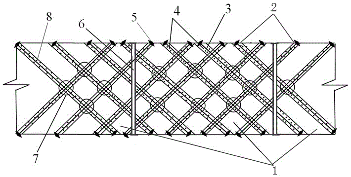 Assembling type inclined slow-adhesion pre-stressed concrete road surface structure