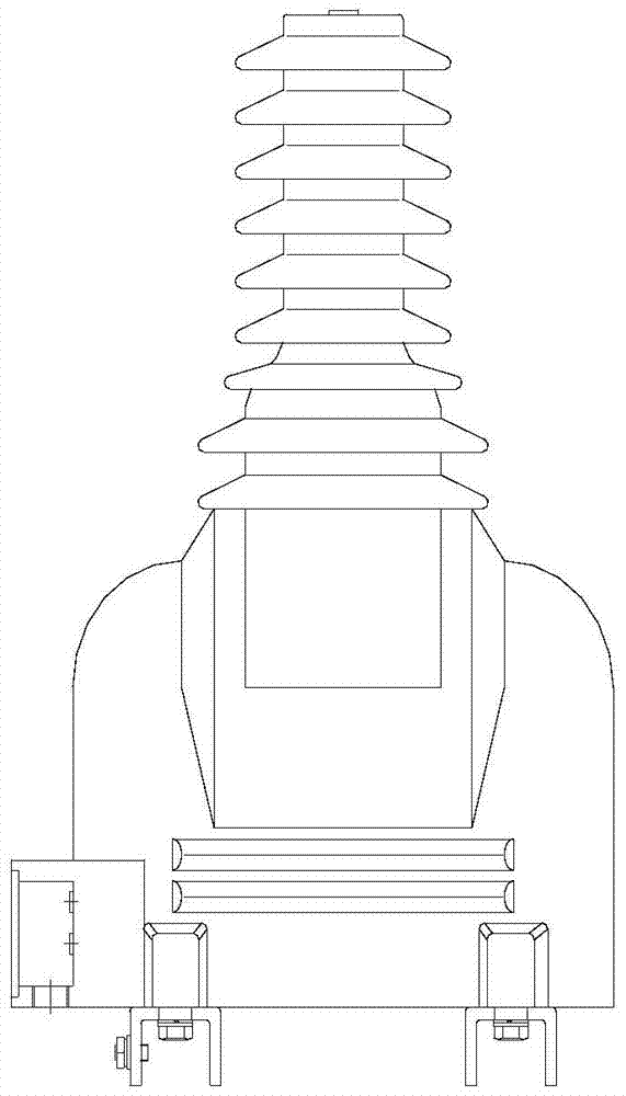 An outdoor voltage transformer assembly with a primary fuse operable