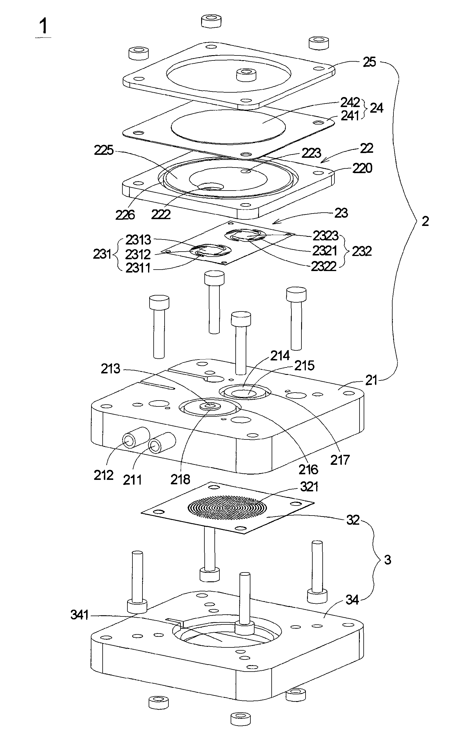 Microfluid conveying and atomizing device