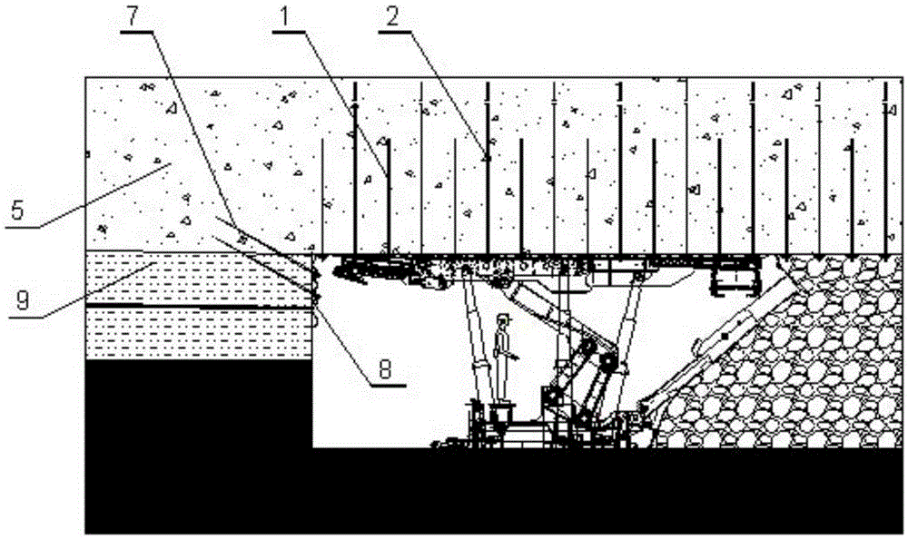 A method for retaining false roofs in layers in coal mining face with solid filling
