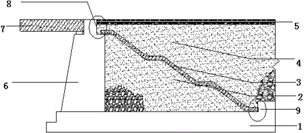 Stepped reinforced concrete slab capable of preventing abutment vehicle skips and construction method