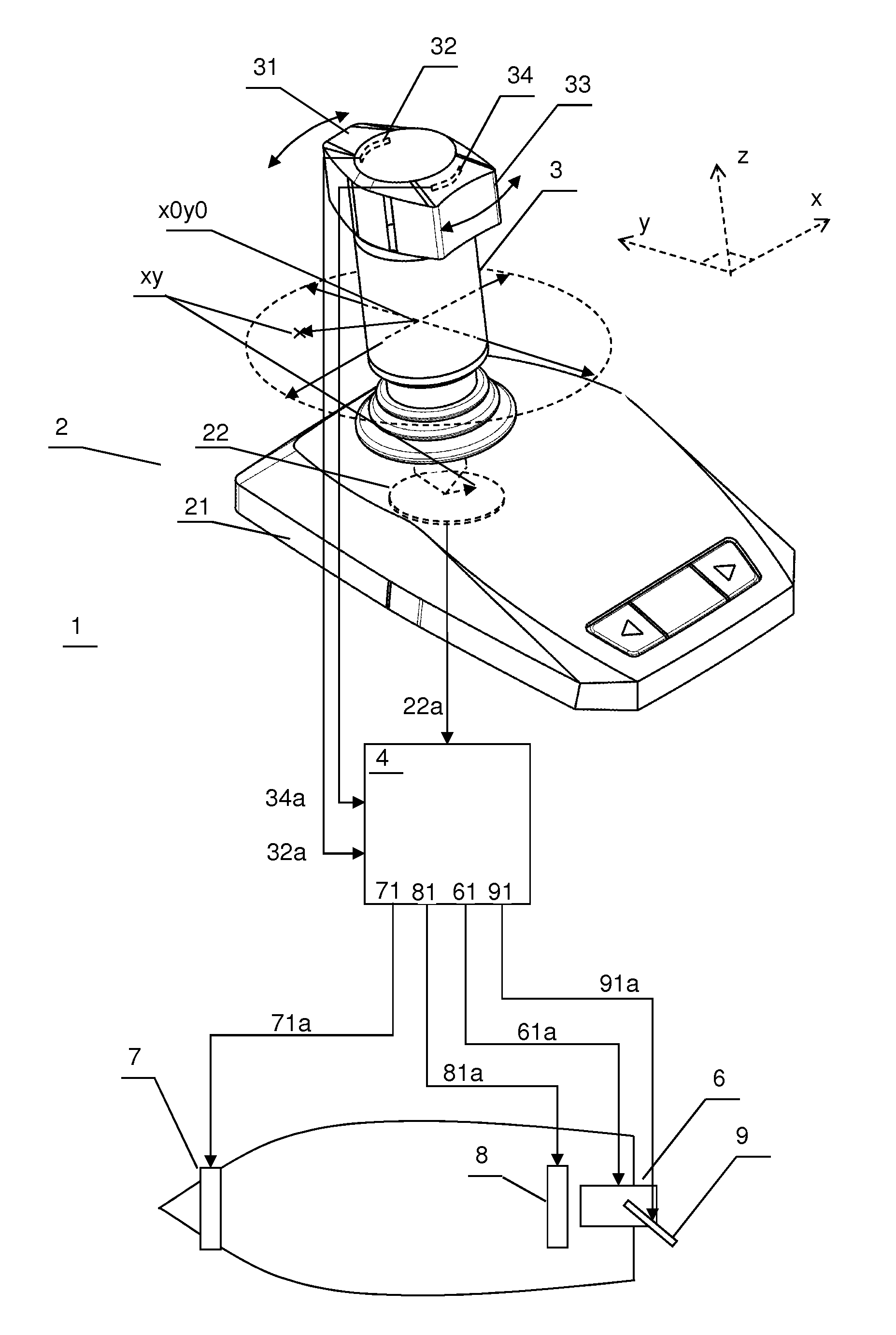 Joystick, system and method for manouvering a boat