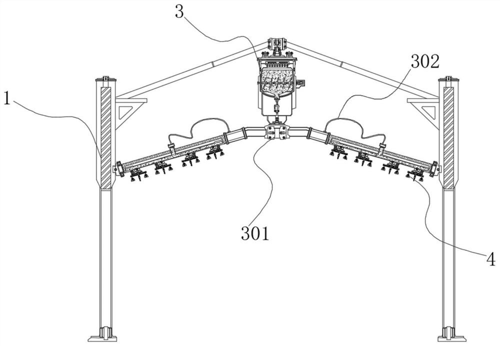 A water-retaining agent spraying device for soil restoration of small miscellaneous grains