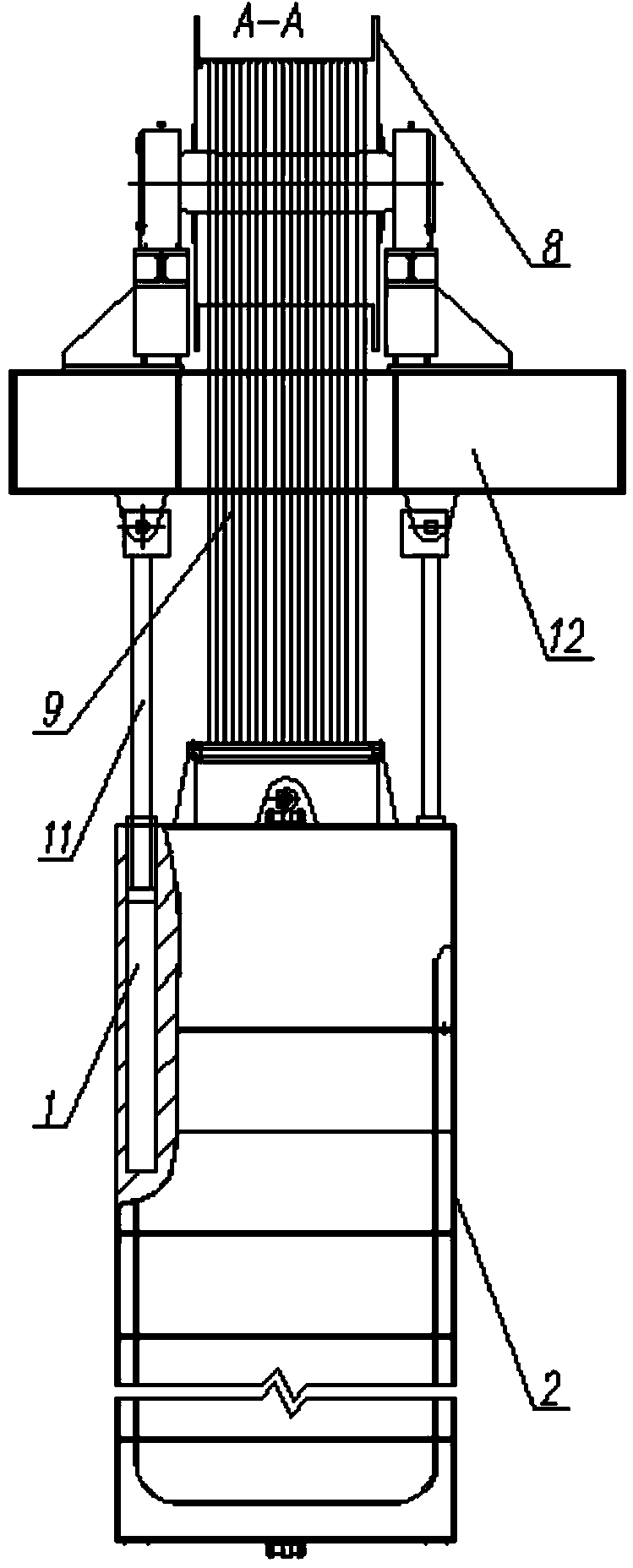 Lifting opening and closing mechanism of perpendicular lifting type opening bridge