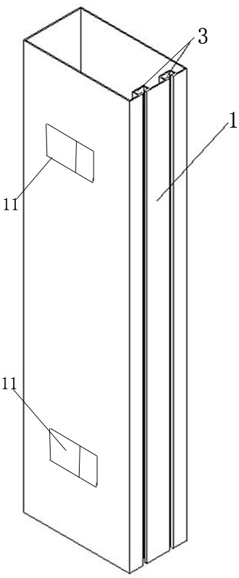 An aluminum square duct installation structure with an external decorative board