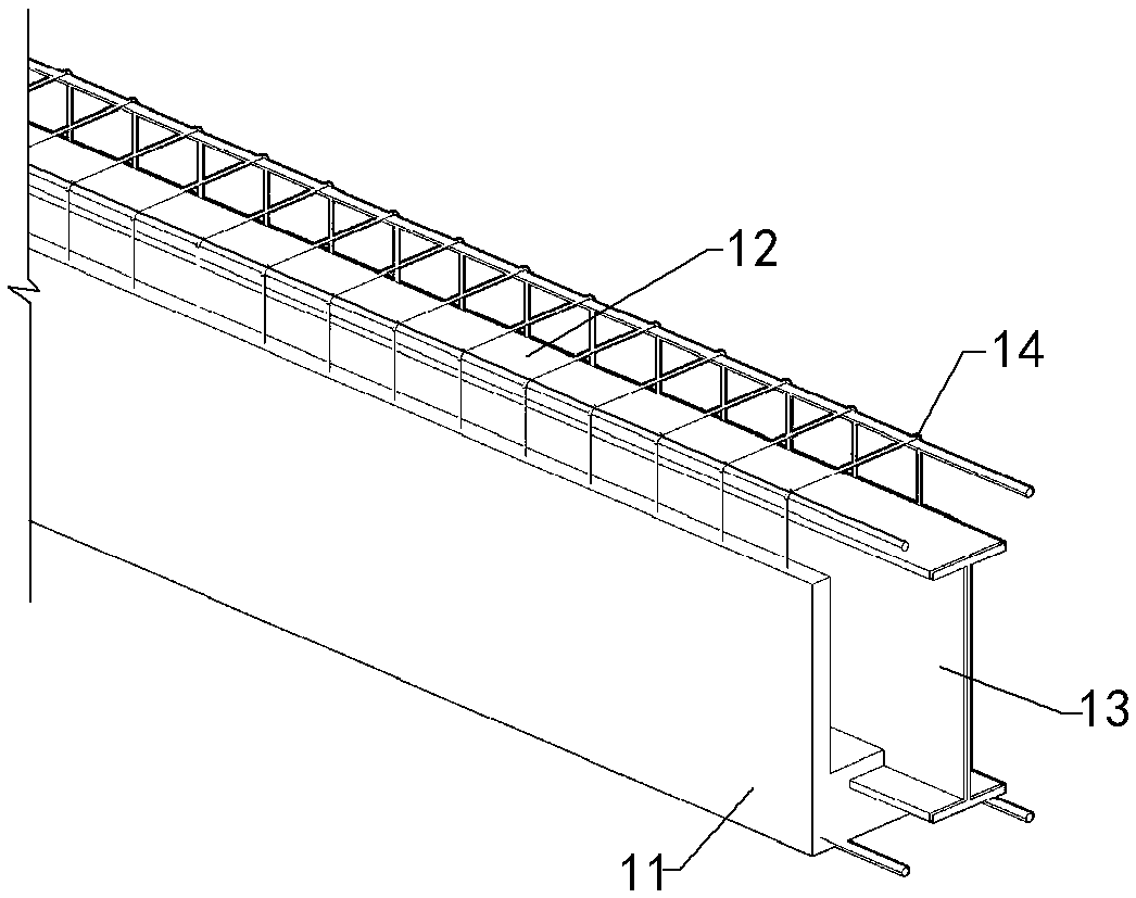 Prefabricated steel-concrete hybrid frame structure and construction method based on composite beams