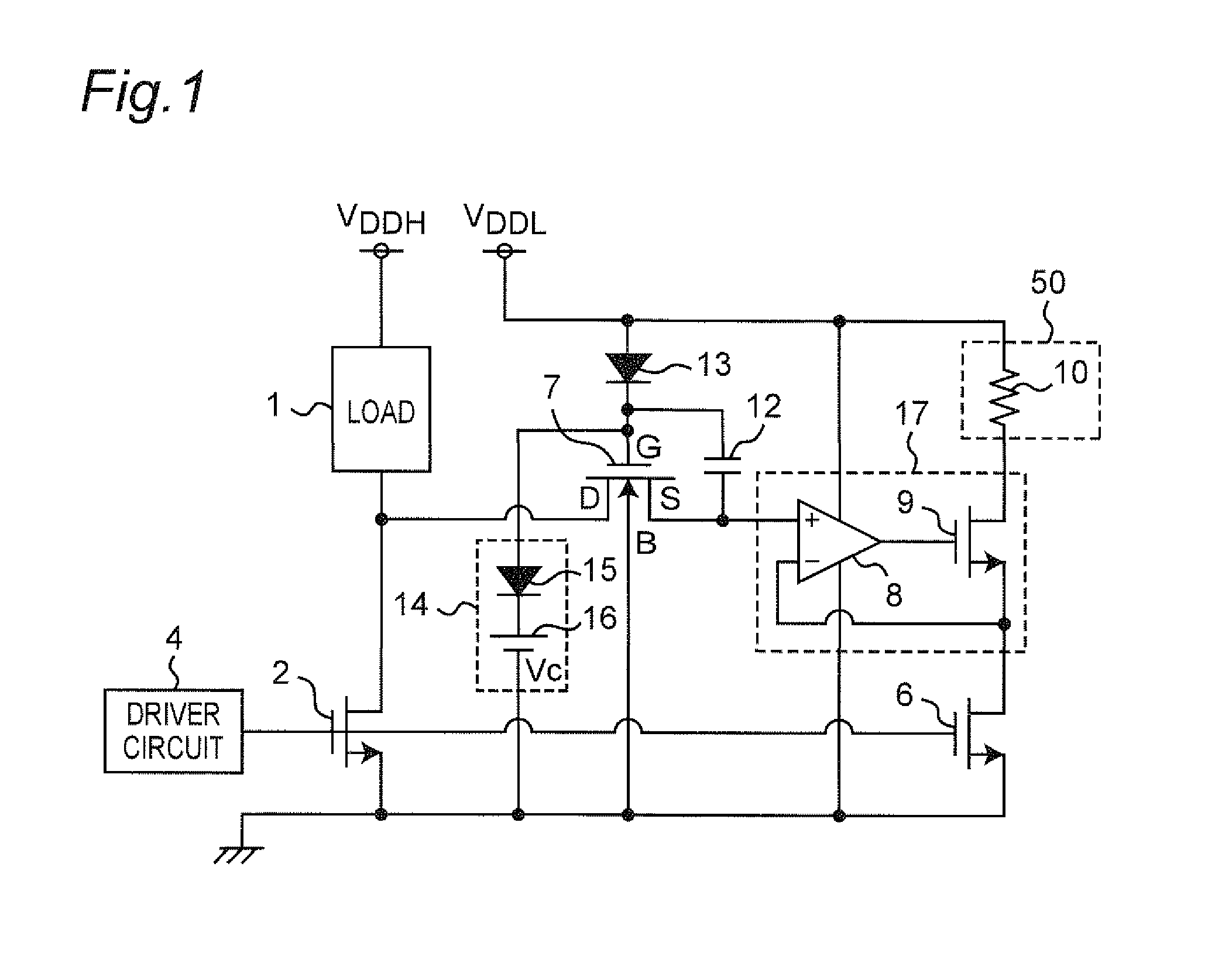 Current detection circuit including electrostatic capacitor and rectifying element for increasing gate voltage of protecting mosfet