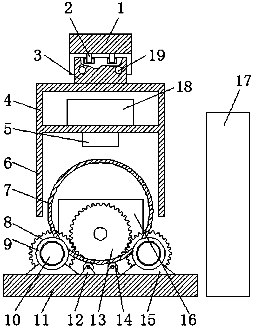 A shot blasting machine for automatic cleaning of the outer wall of a wind power tower