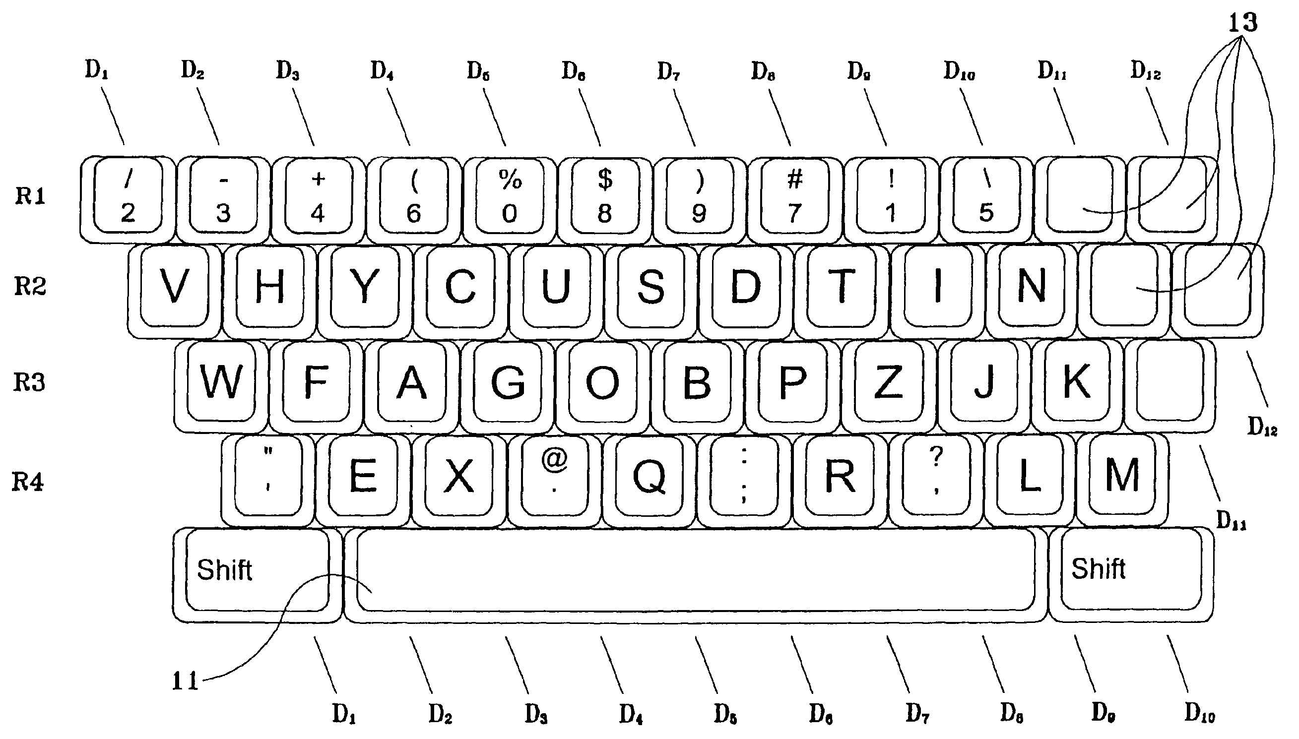 Keyboard arrangement for easy acquisition of typing skills