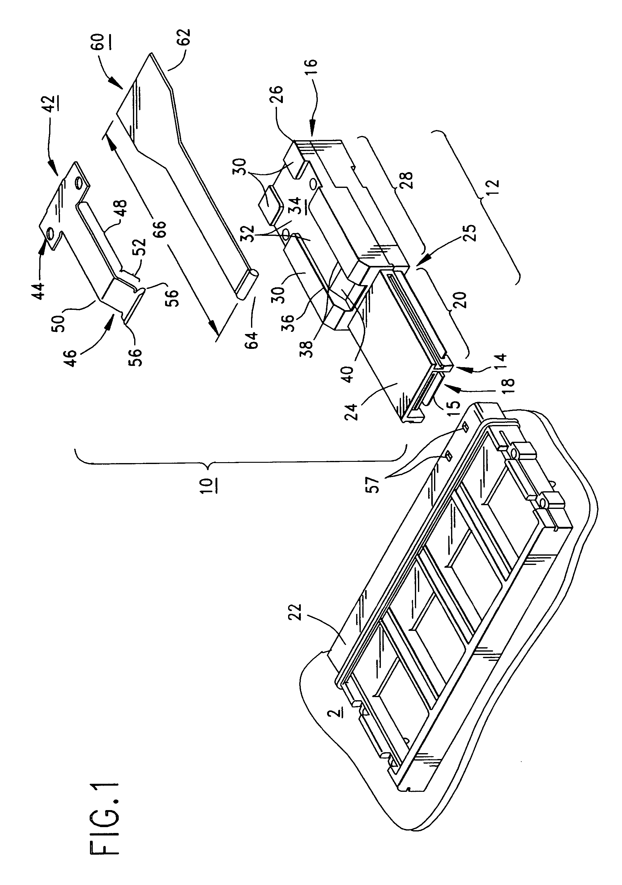 Low profile latching connector and pull tab for unlatching same