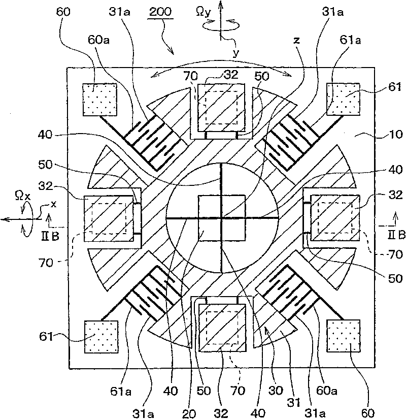 Angular velocity detector having inertial mass oscillating in rotational direction