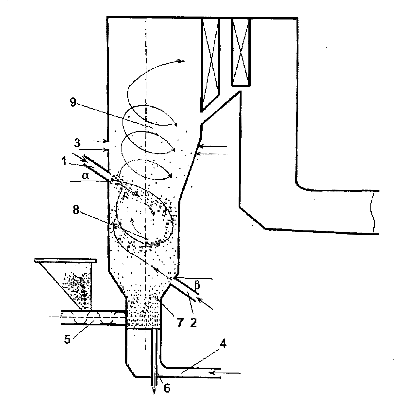 Fluidization-suspension combined combustion boiler