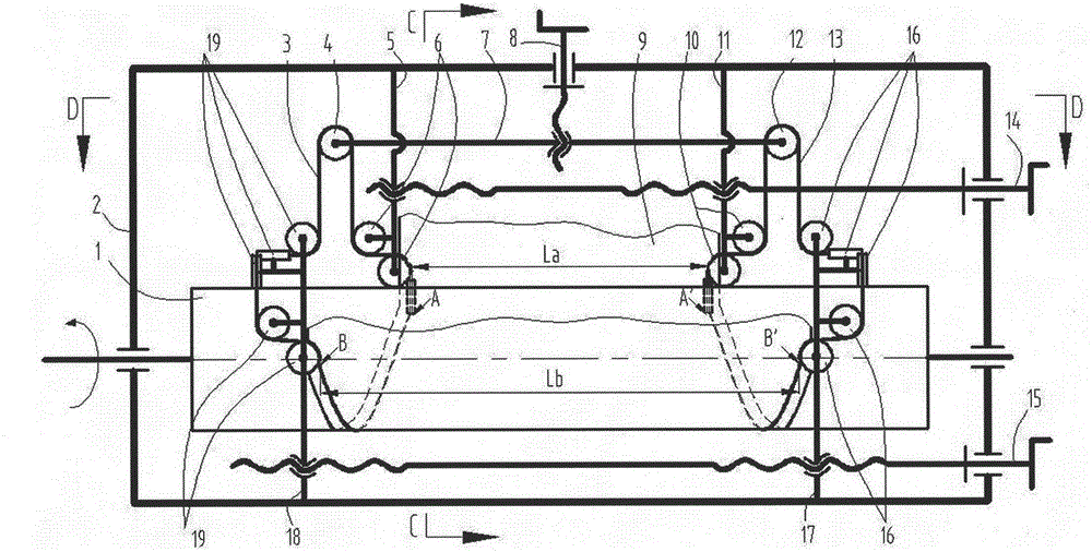 Biaxially oriented film binding-type horizontal stretching method and device