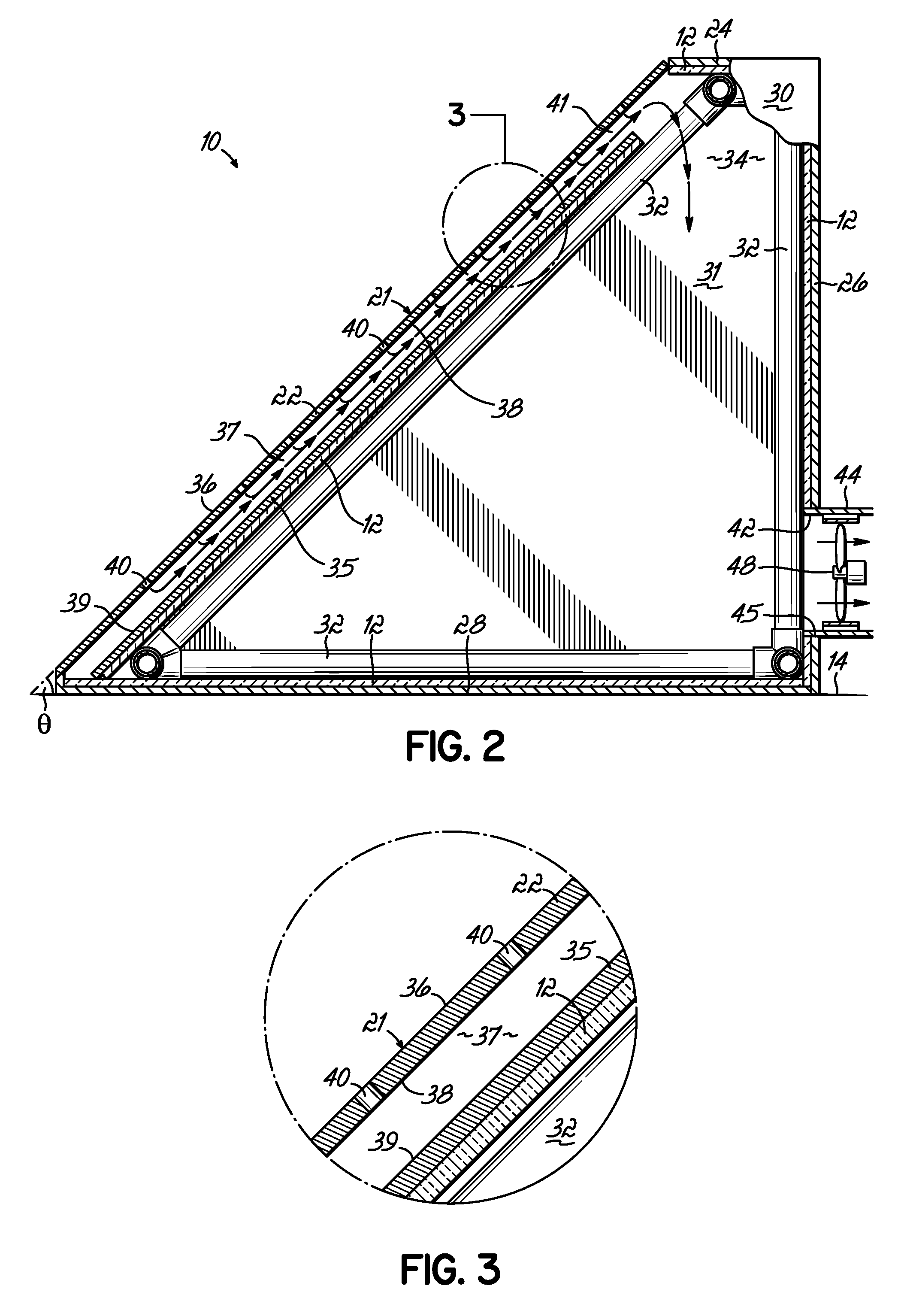 Solar heating system and architectural structure with a solar heating system