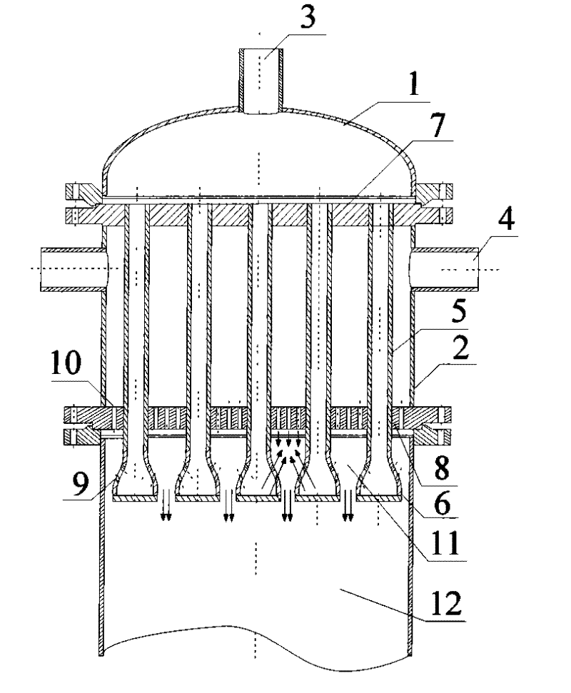 Column tube type impinging stream reactor and operating system for producing toluene diisocynate
