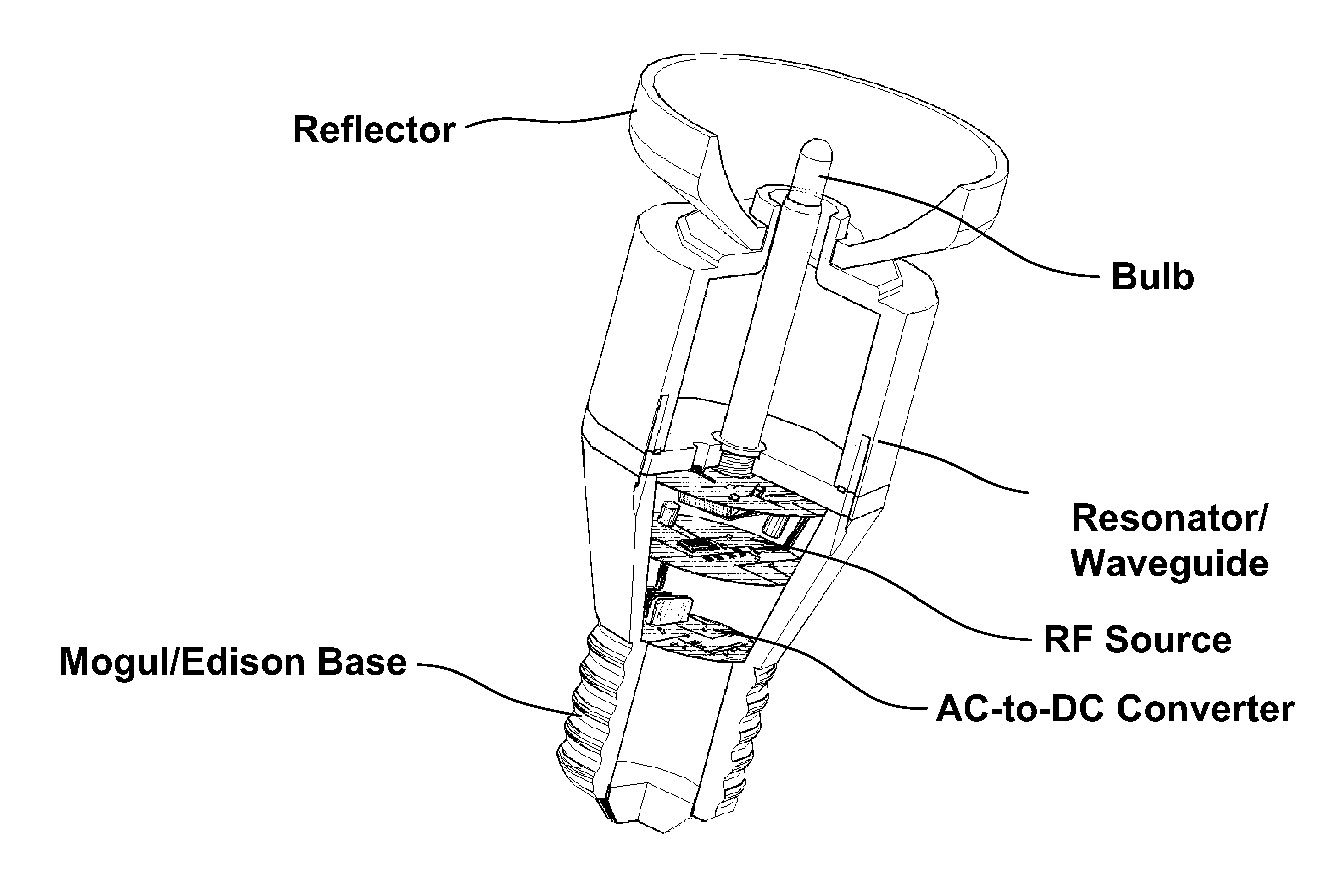 Integrated RF electrodeless plasma lamp device and methods