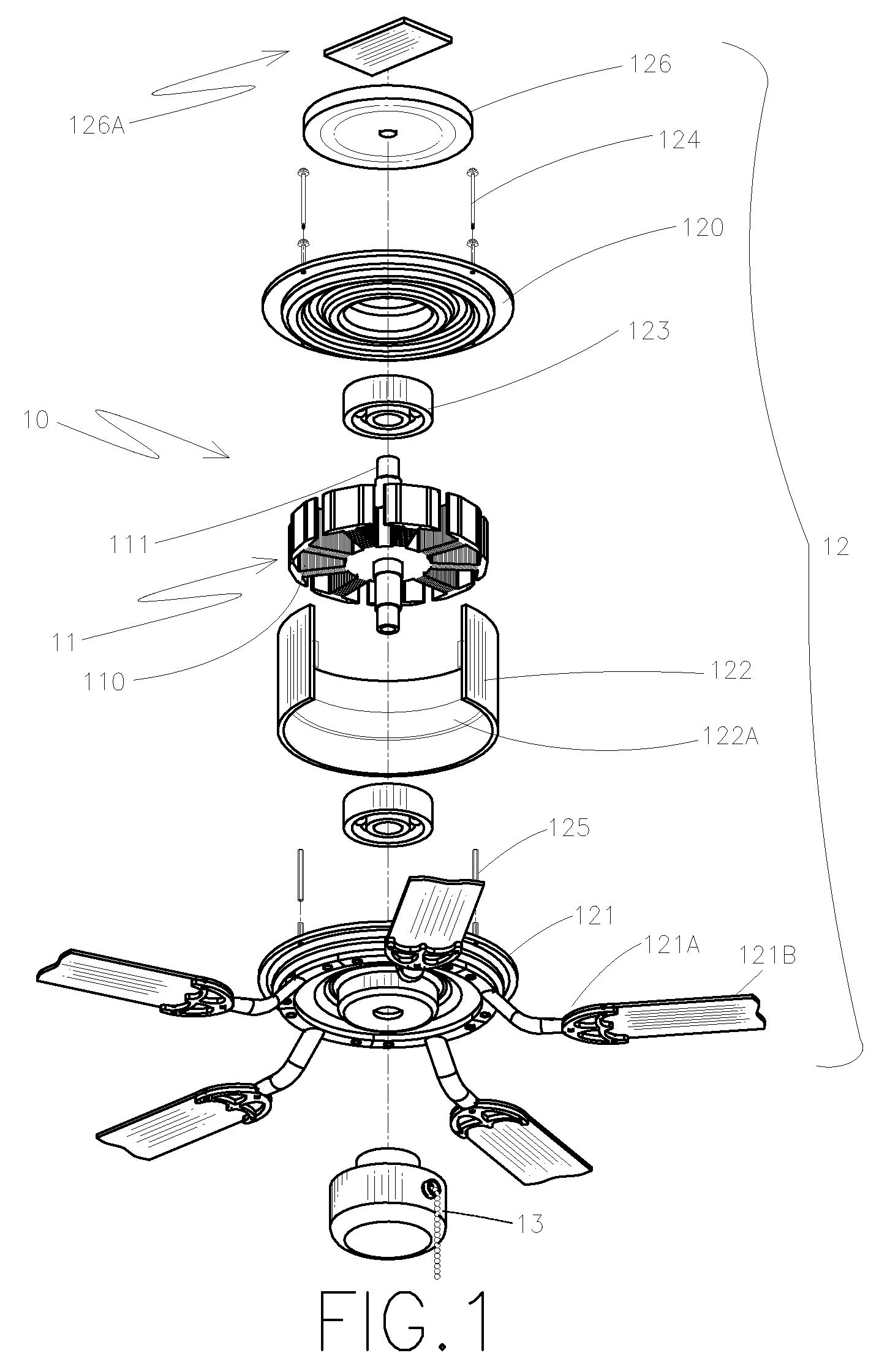 Integrated stator and rotor for a DC brushless ceiling fan motor