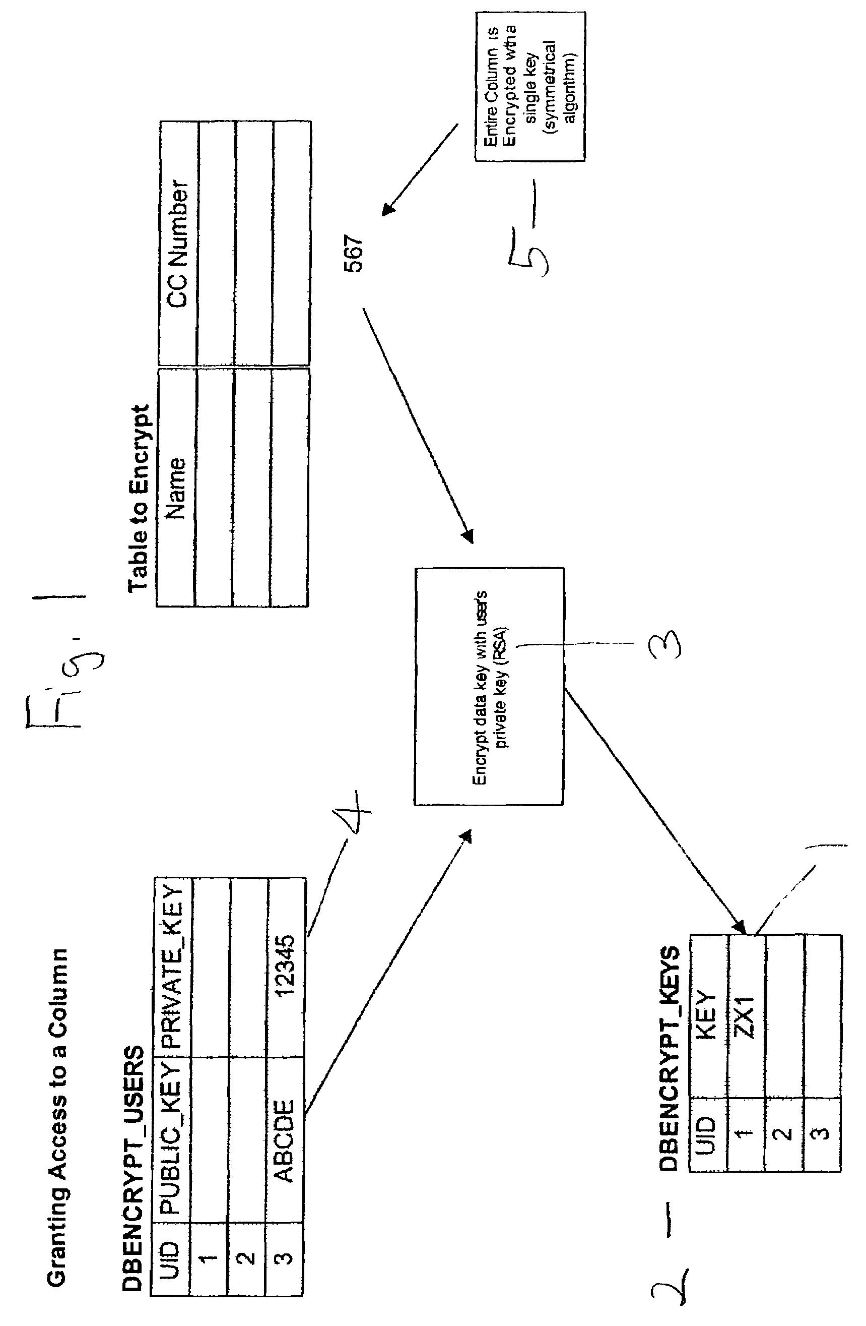 Cryptographic infrastructure for encrypting a database