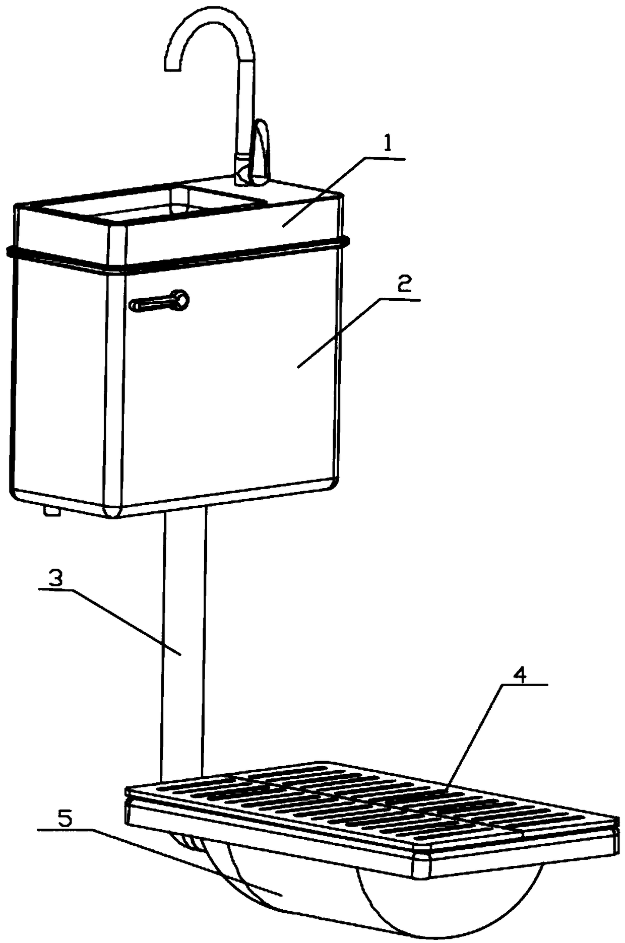 Environment-friendly flushing squatting pan capable of increasing space utilization rate