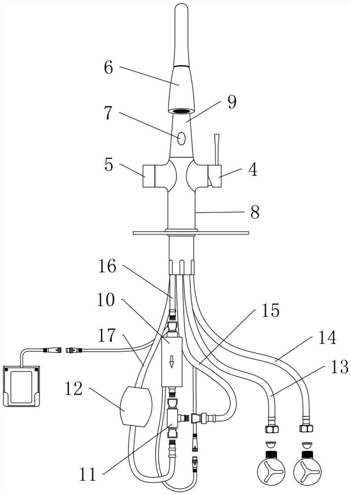 Manual and induction integrated kitchen faucet and control method
