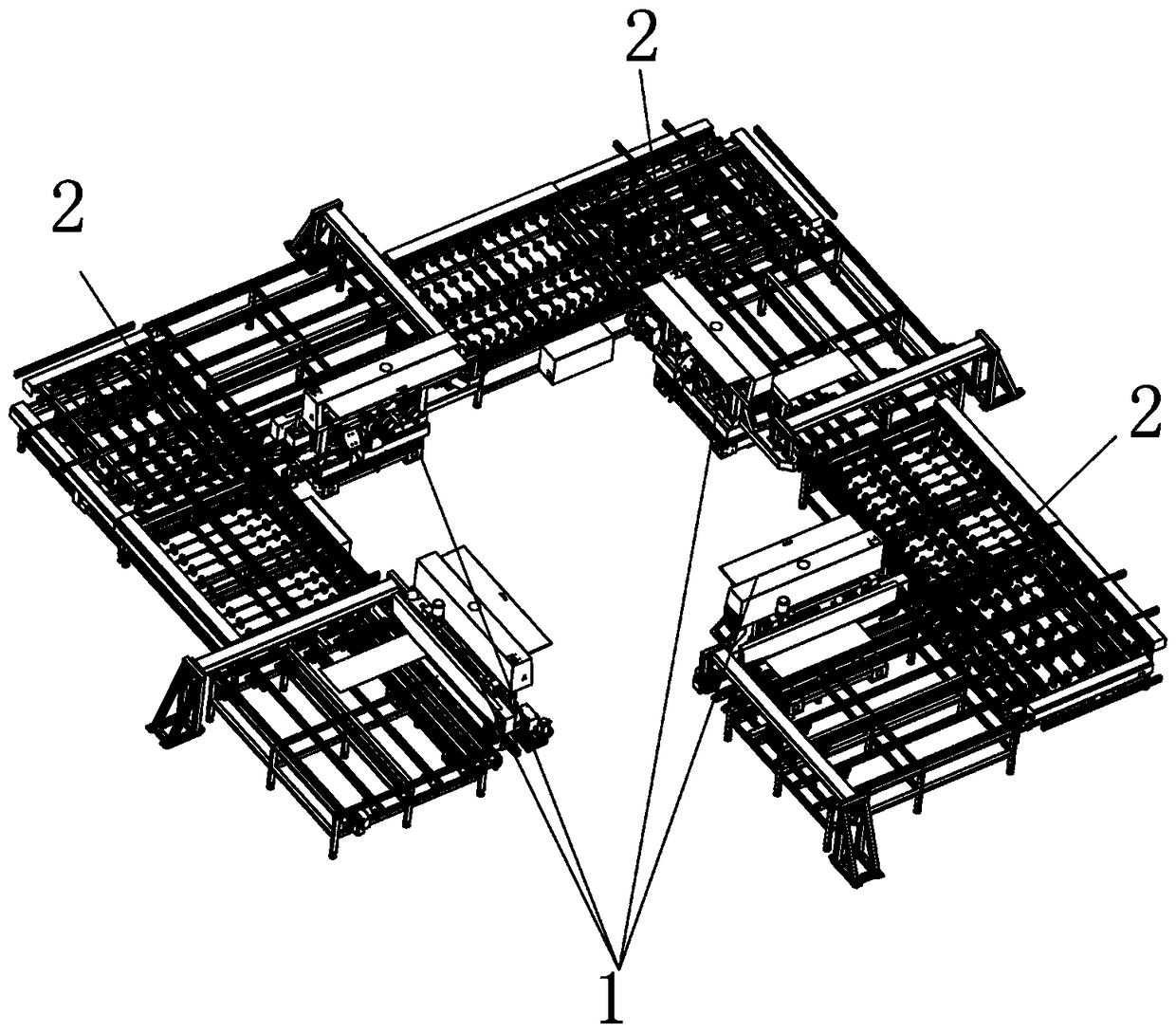 Continuous edging unit for four edges of glass