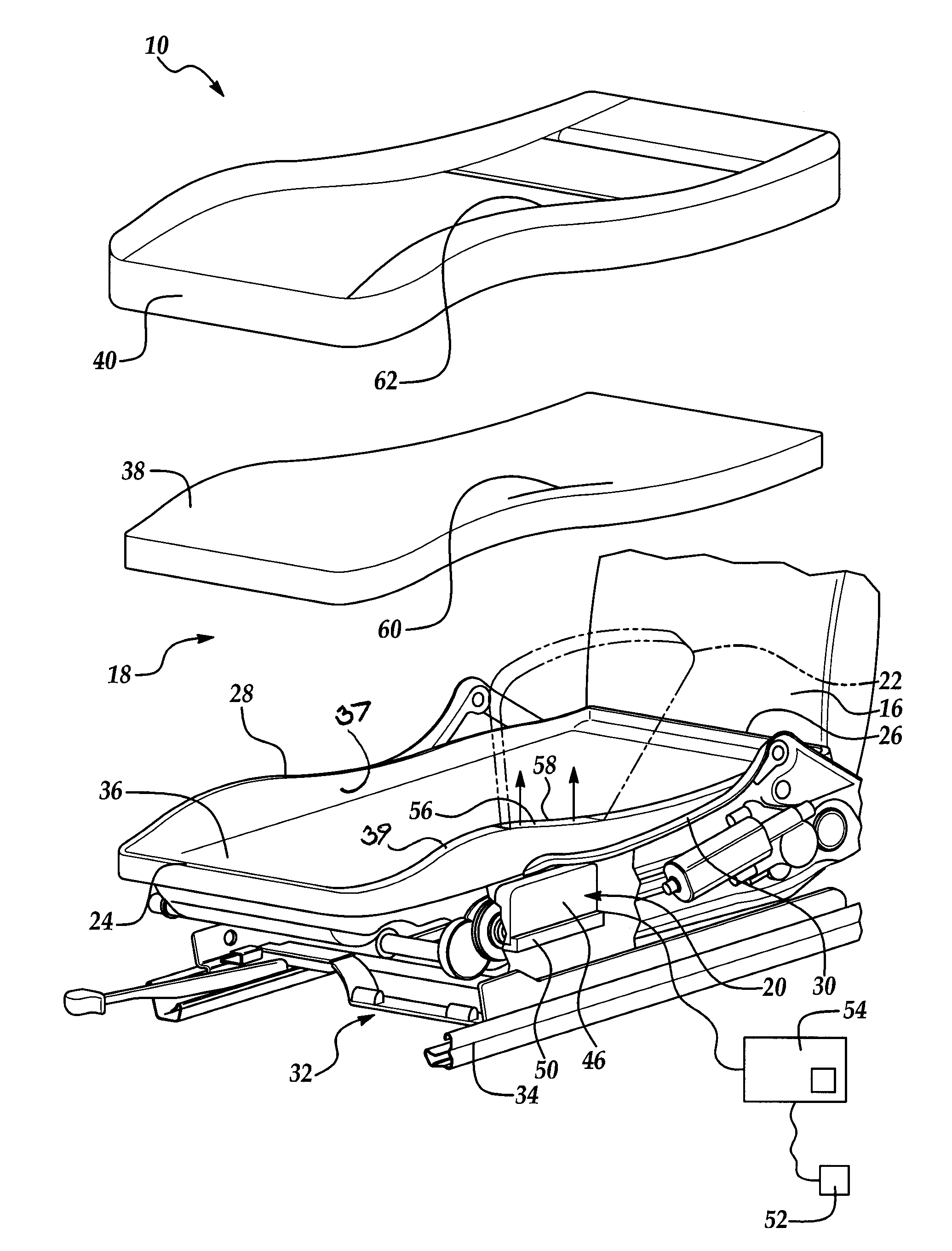 Inflatable airbag system for vehicle seat assembly