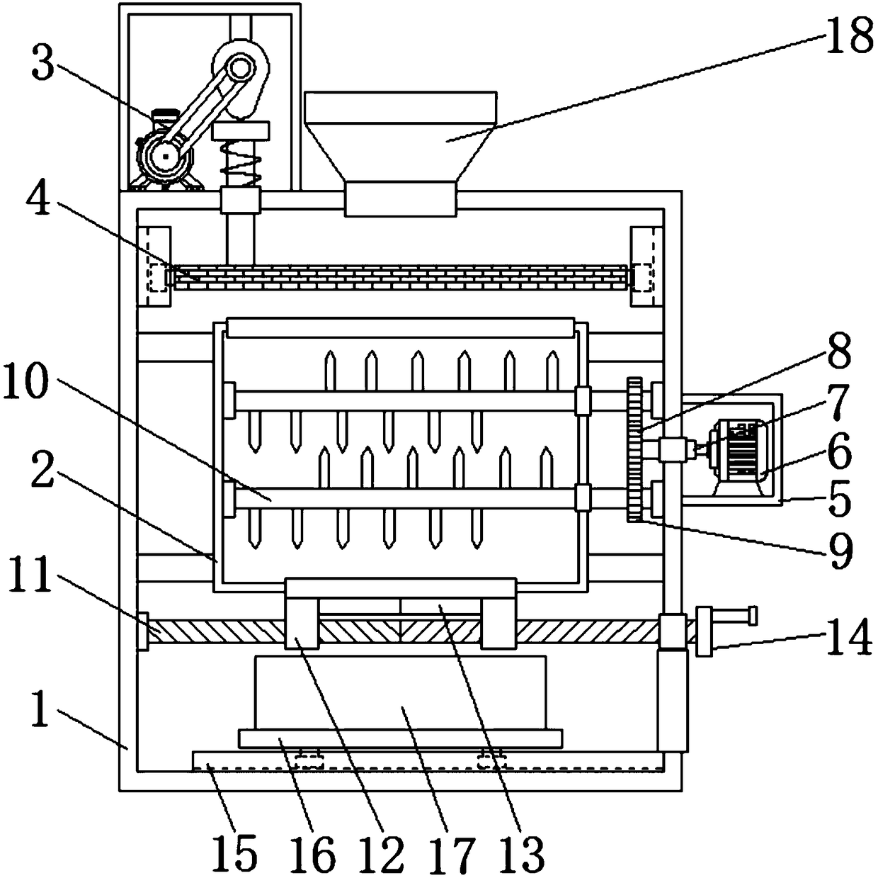 Essence processing and production raw material filtering and crushing device