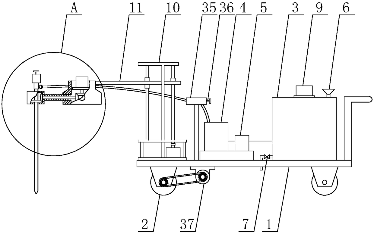 A garden tree rhizosphere fertilizer application device