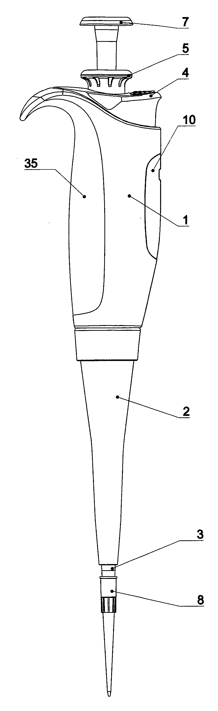 Mechanical pipette with adjustable volume value of aspirated liquid