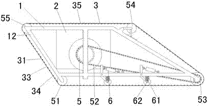 A crawler belt of a simple mountain forest transport machine