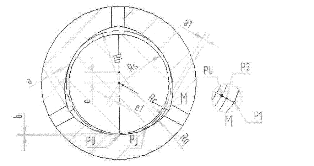 Method for determining shape of semi-floating supporting bearing inner bore oil wedge of supercharger