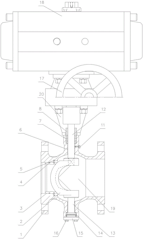 V-shaped ball valve structure