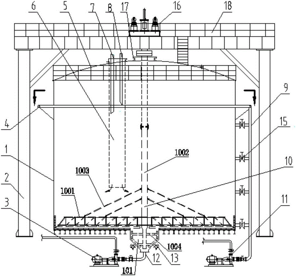 Settling tank for continuous separation of wet phosphoric acid solid content