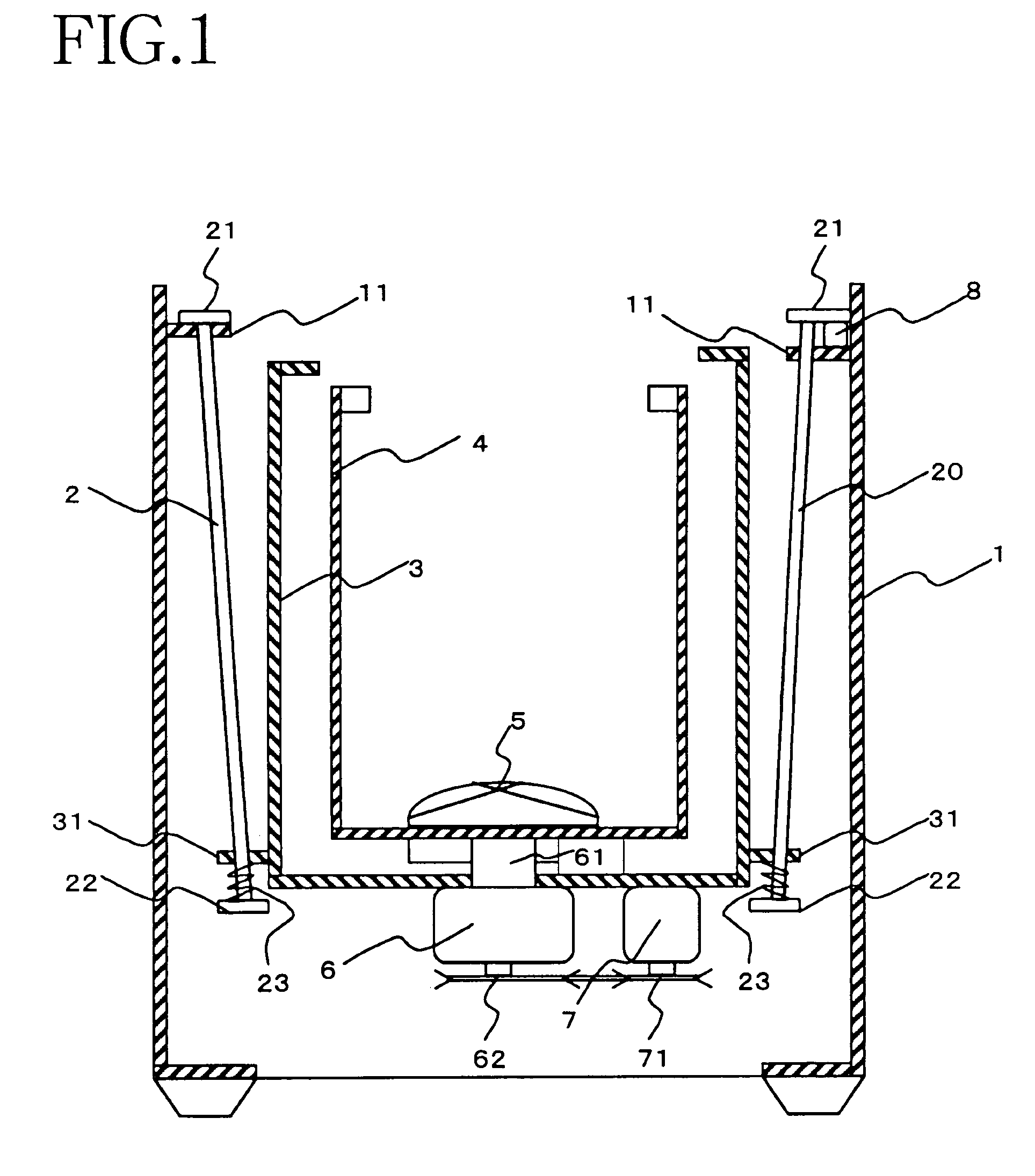 Load detecting system and automatic washing machine equipped with a system for detecting the magnitude of the load acting on a magnetostrictive element