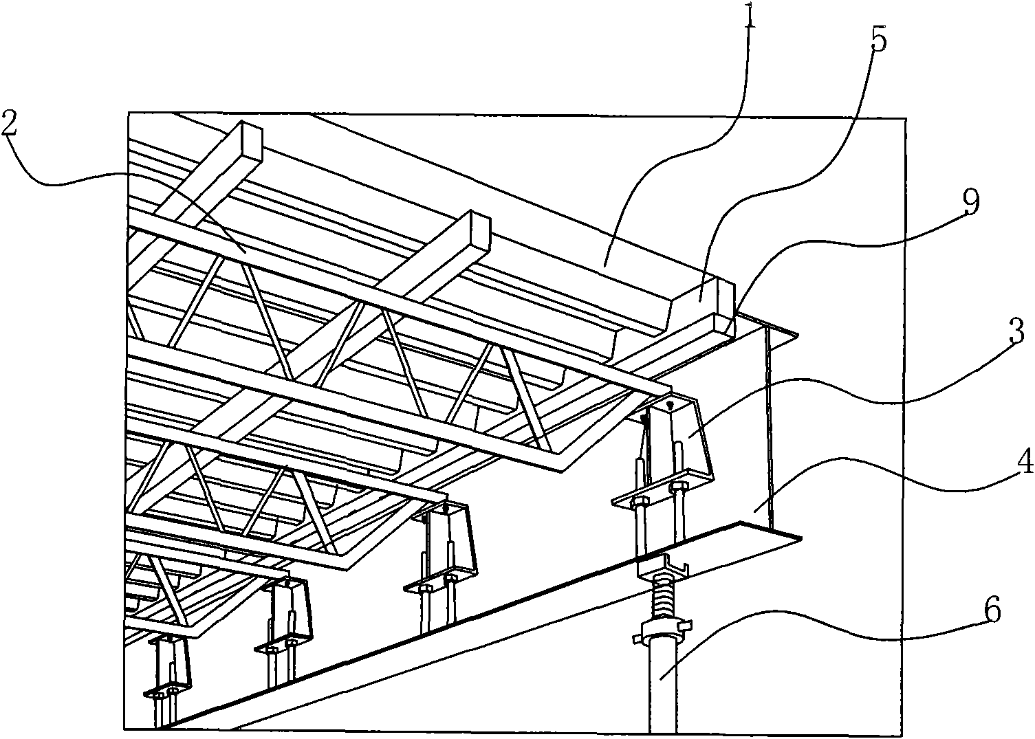 Long-slab-span steel beam cast-in-situ floor formwork system