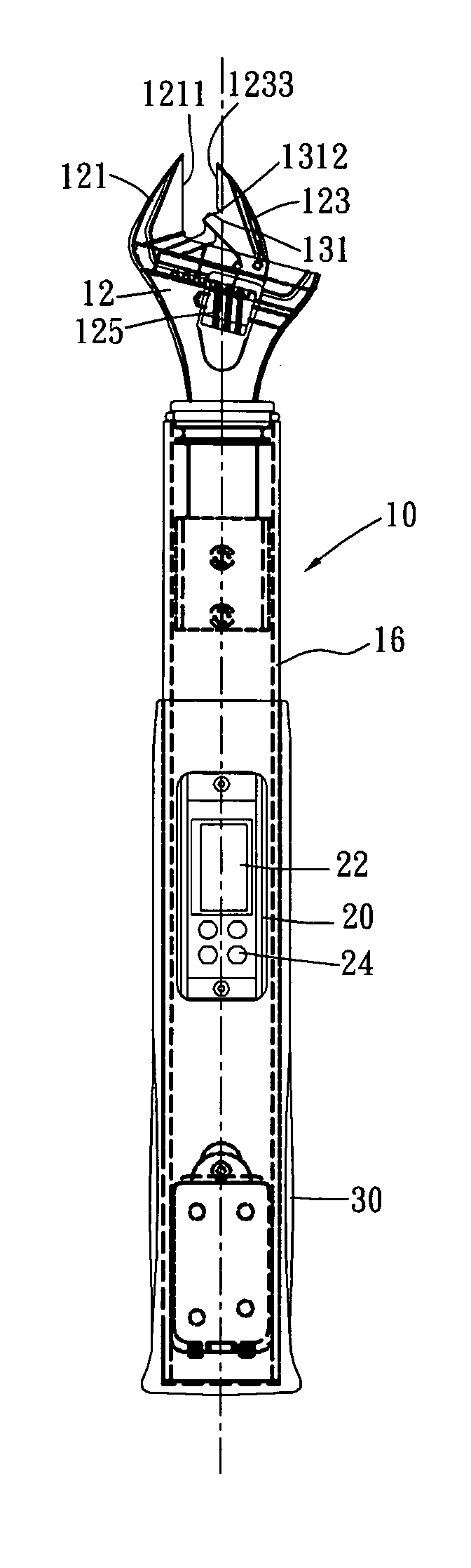 Adjustable spanner with electronic strain gauge function