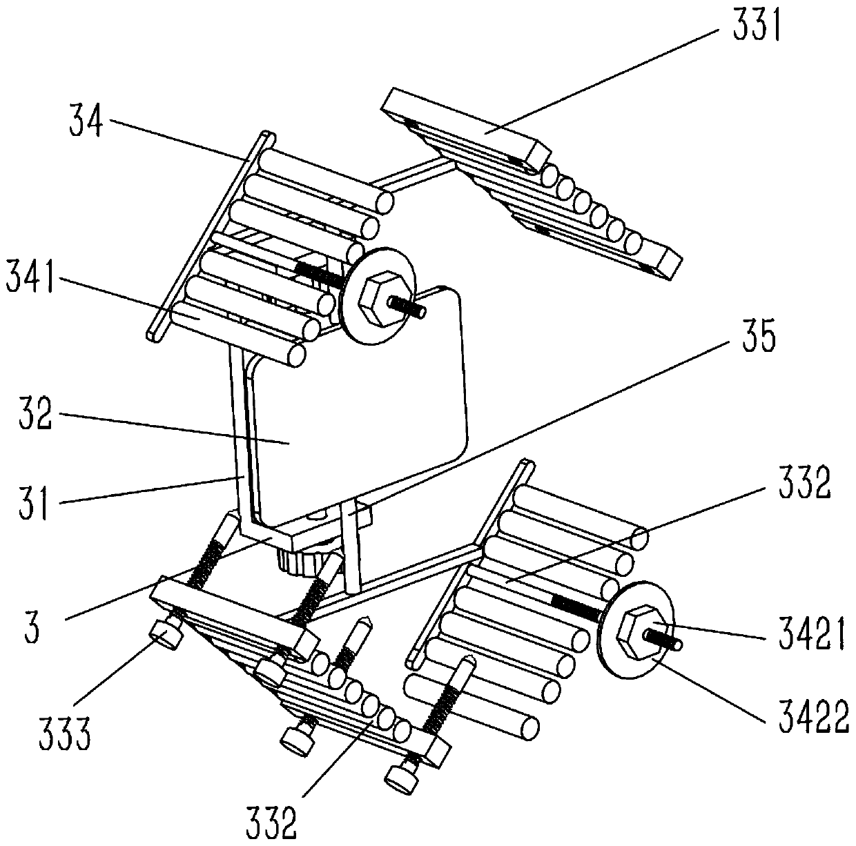 A chamfering tooling for the slider of the rack of the slotting machine