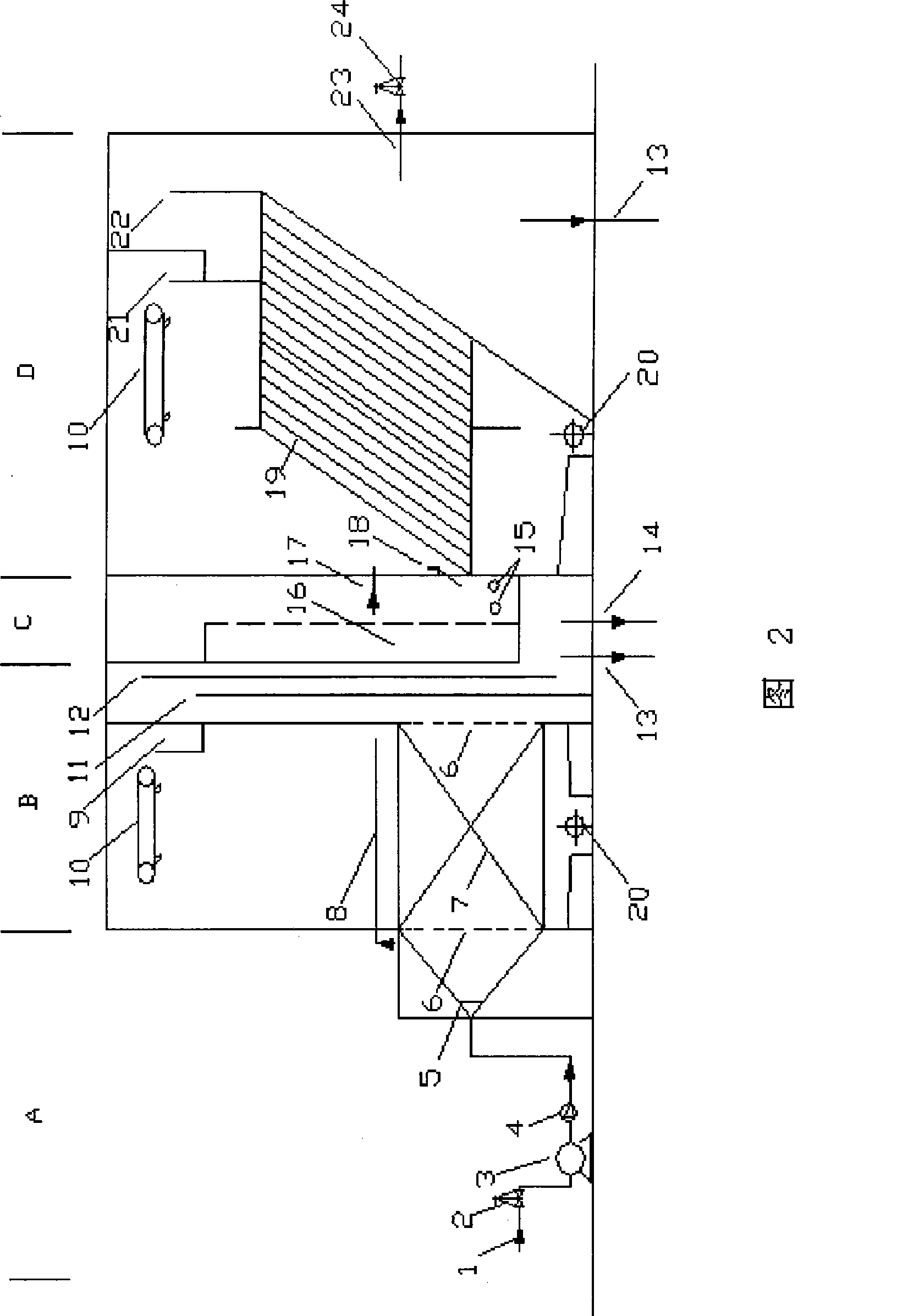 Aggregation sinking and emerging treatment device for oilfield produced waste water