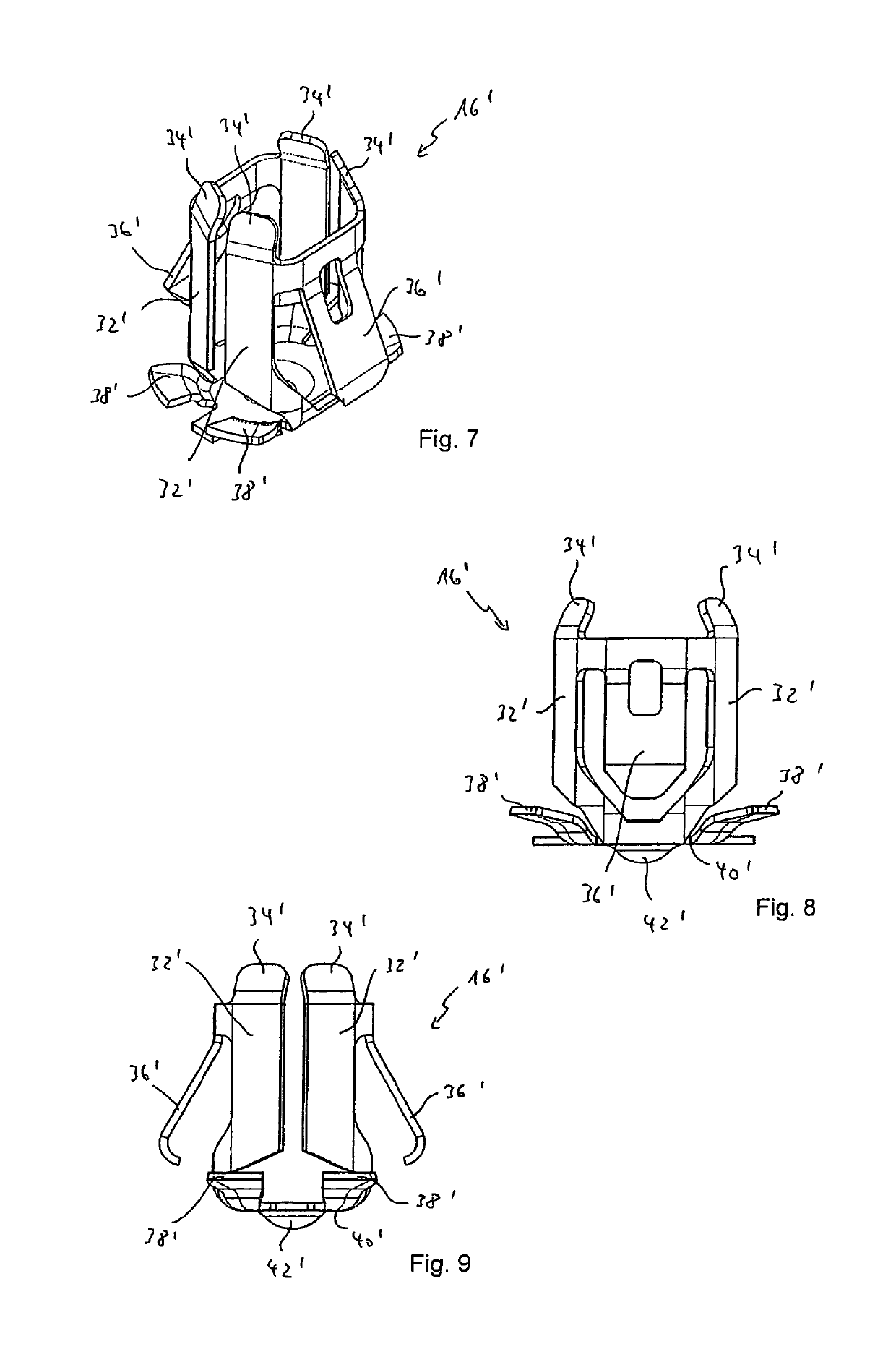 Device and method for fastening a component comprising at least one opening on a carrier part